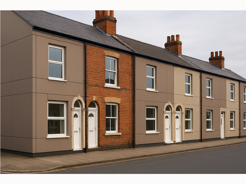 Retrofit cladding on terrace street